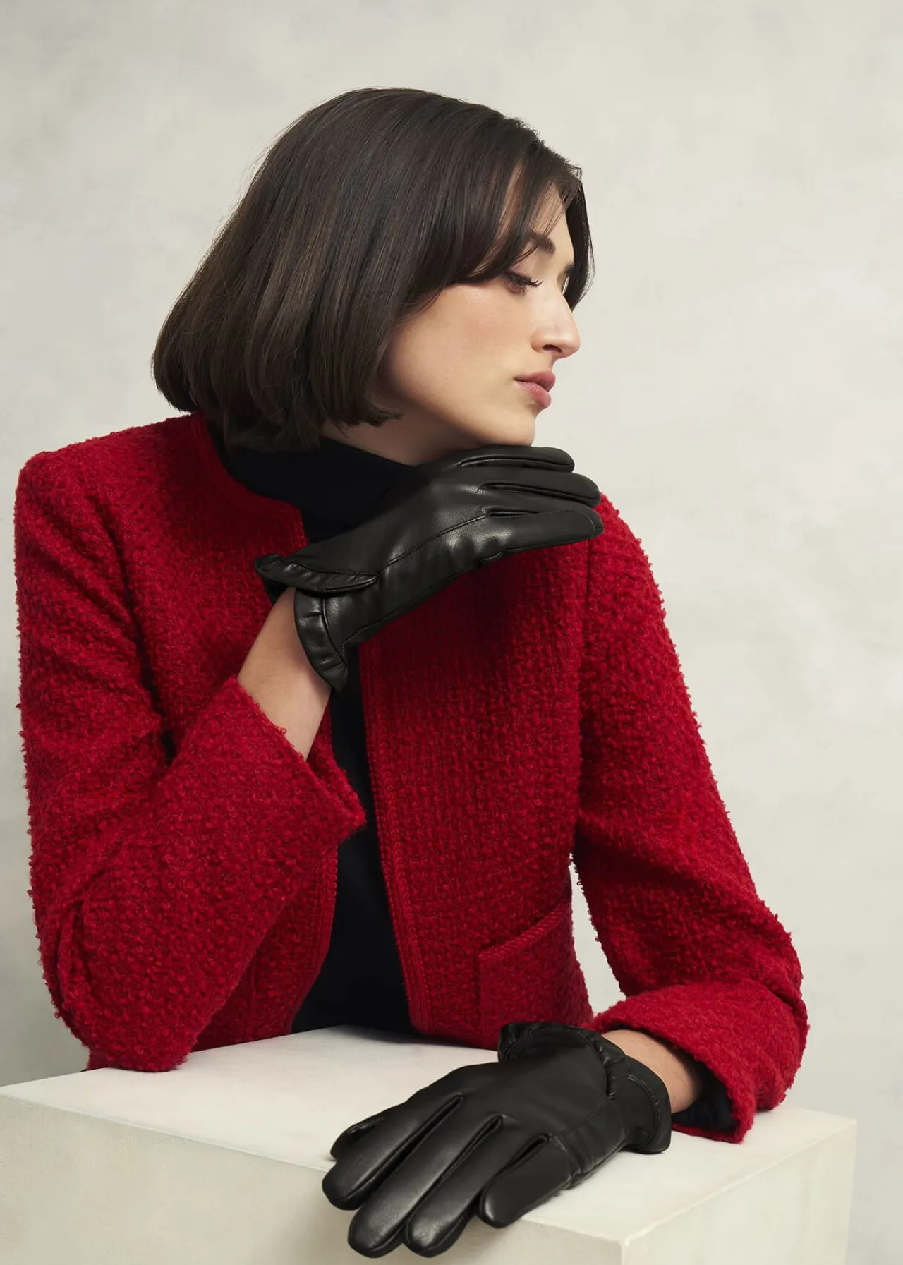 Hobbs Edeline Leather Ruffle Gloves* Winter Accessories | Gloves