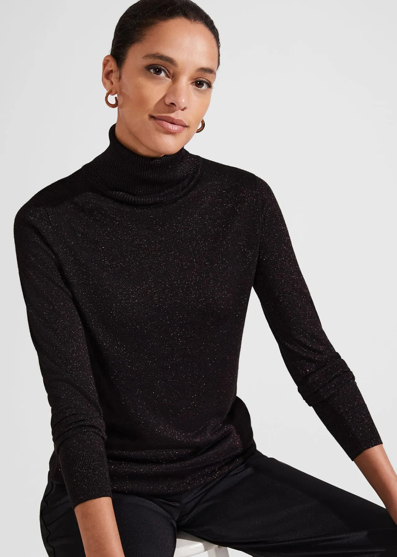 Hobbs Olive Sparkle Roll Neck Jumper* Jumpers & Cardigans | Shop By Category