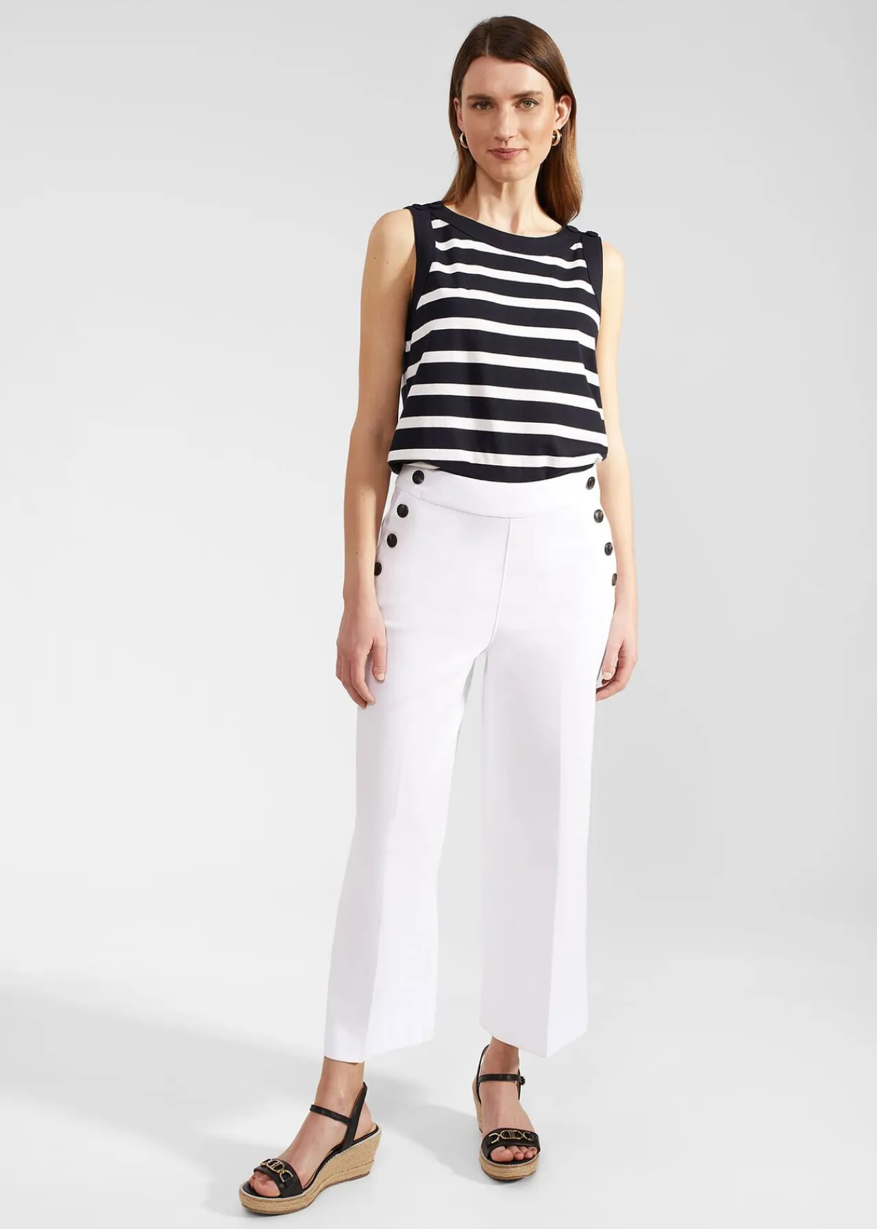 Hobbs Petite Simone Crop Trousers With Cotton* Petite Workwear | Petite Collection