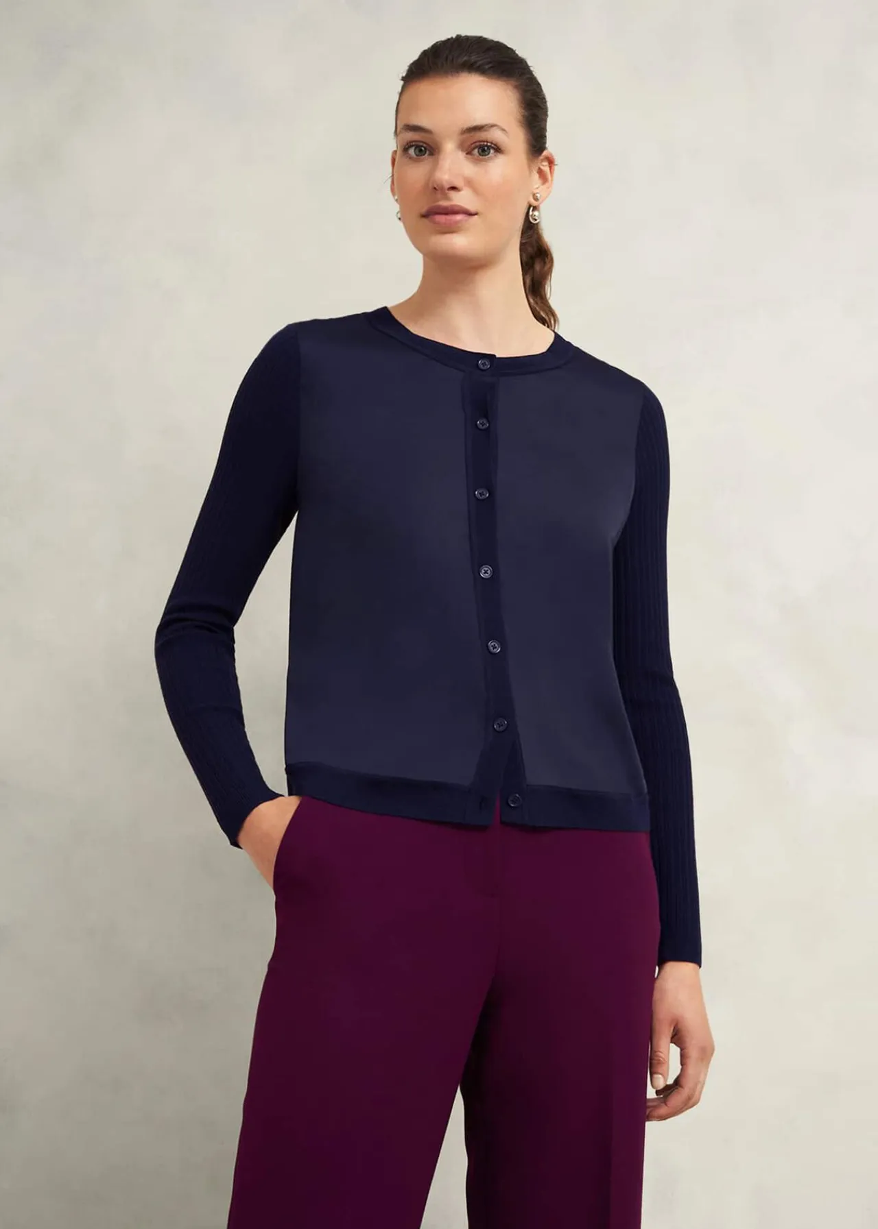 Hobbs Trina Woven Front Cardigan* Workwear | Jumpers & Cardigans